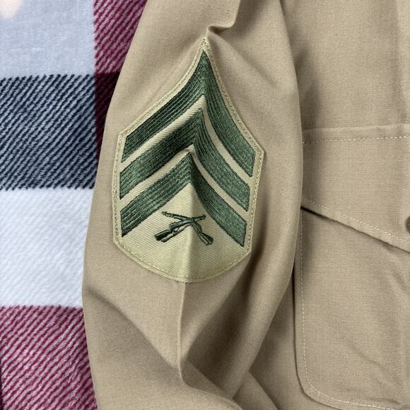 VTG Creighton Shirt Men 16x35 Beige Polyester Wool Blend USMC Marines Movie Prop - Picture 3 of 8